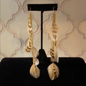 Super Long Chandelier Feather Earrings